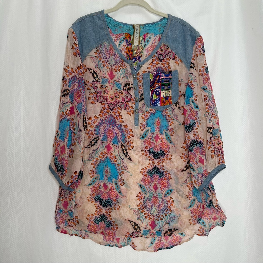 Aratta Silent Journey boho blouse floral size Small